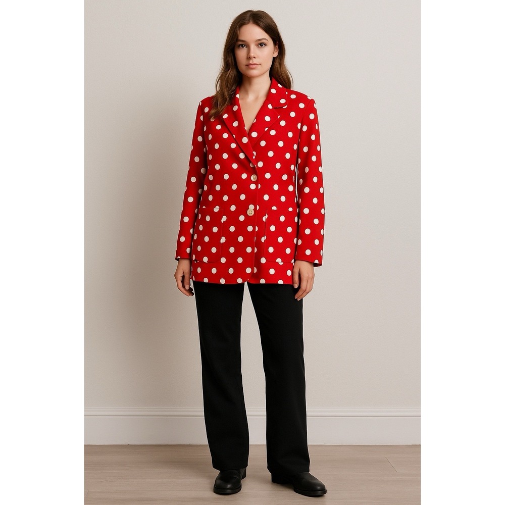 Vtg Bechamel Light Jacket Womens L Red Polka Dot Old Money Parisian Chic Preppy
